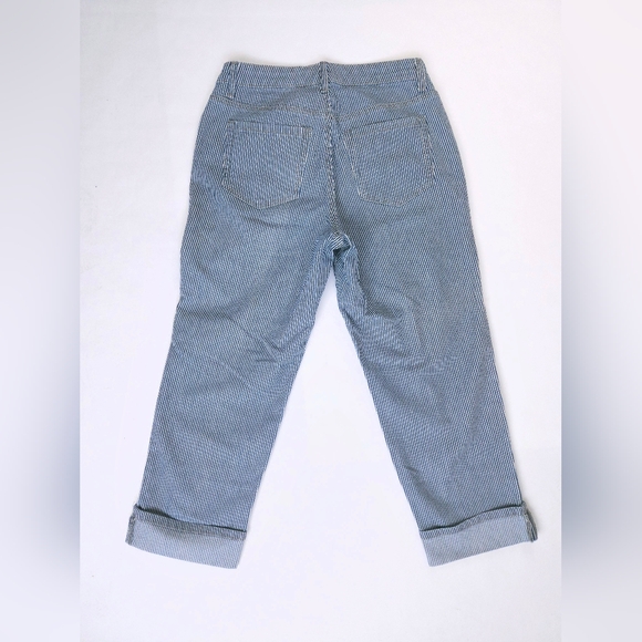 Style & Co Blue White Railroad Striped Curvy Capri Stretch Jeans Women's 4 - Picture 11 of 14